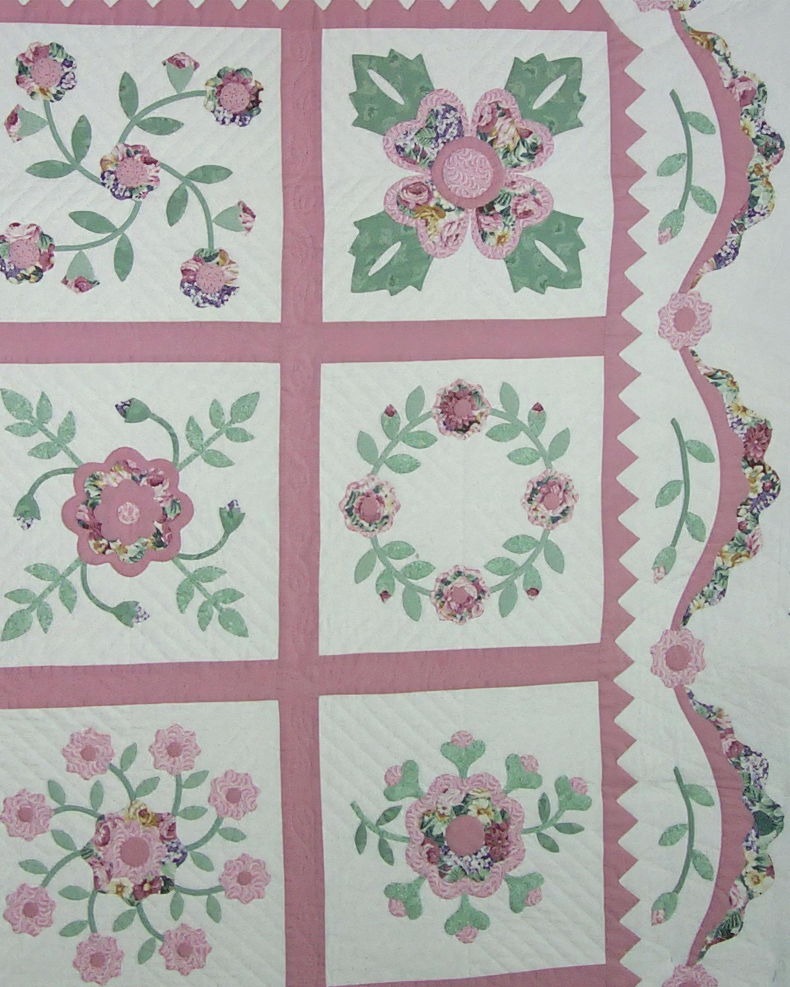 Embroidered floral sampler on linen